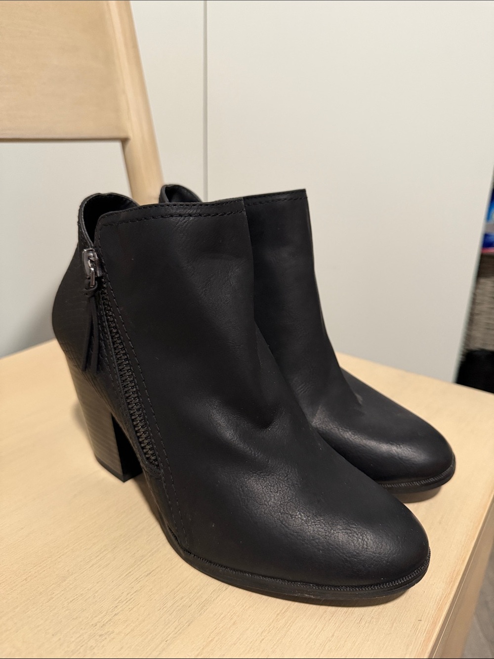 Call It Spring Black Vegan Leather Ankle Boots Women’s Size 10